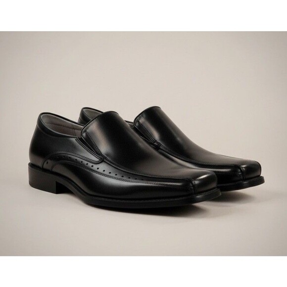 STACY ADAMS mens Black dress shoes size 11 medium leather upper slip On Loafers main image 8